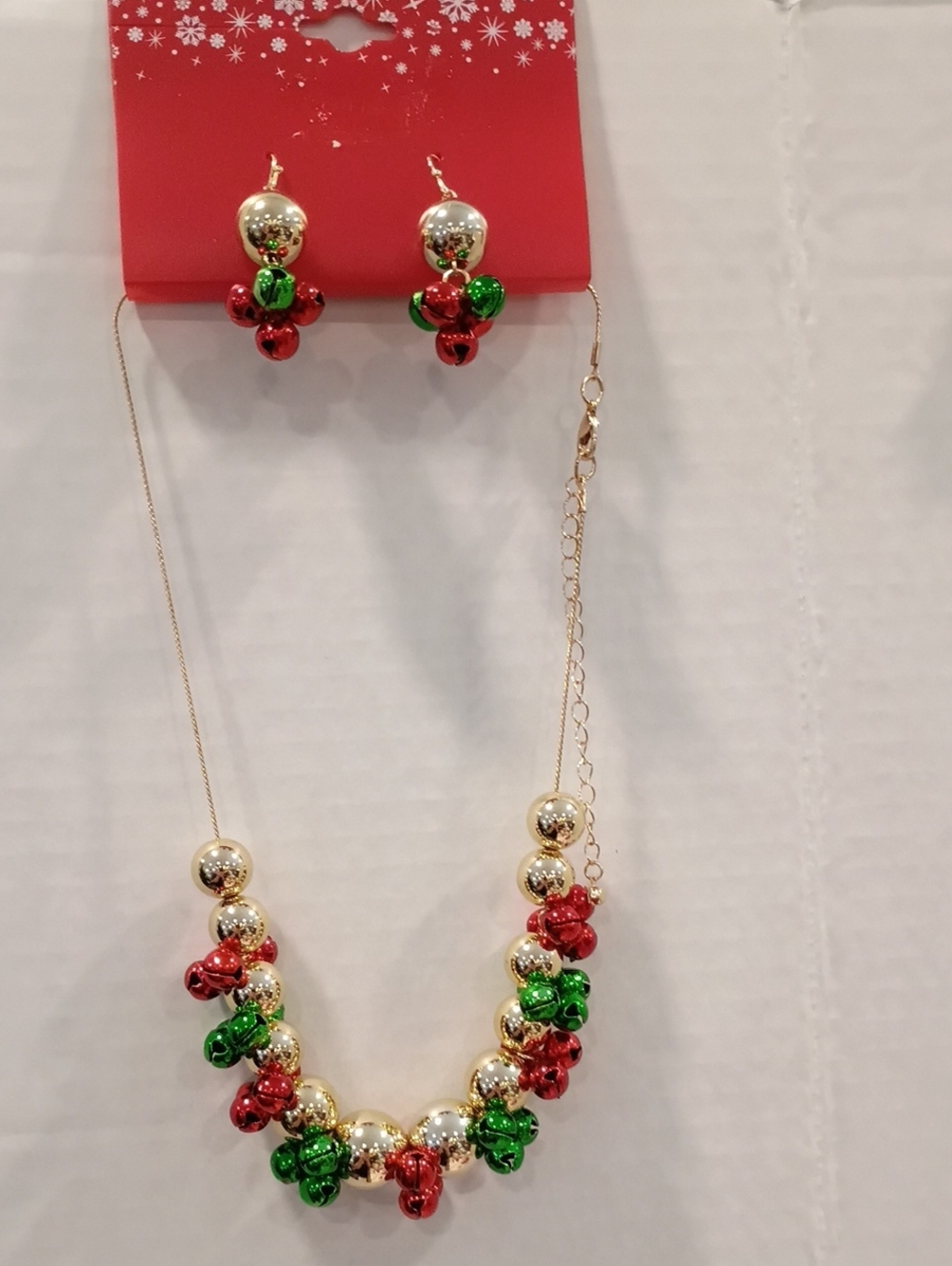 Kohl's Gold-Tone Necklace & Earring Set with Red and Green Beads